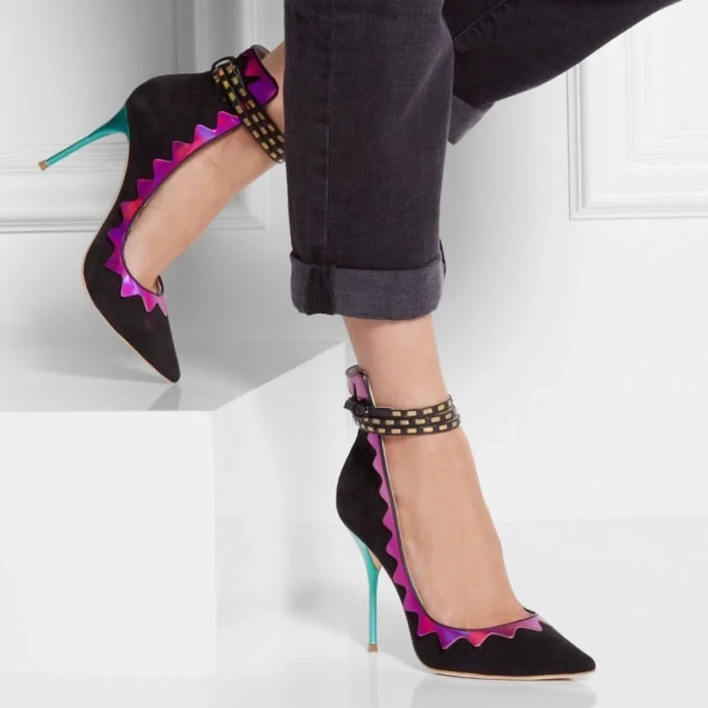 Sophia Webster Roka Iridescent Leather and Suede Pumps